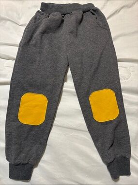 Kids Gray Jogger Pants with Yellow Knee Patches